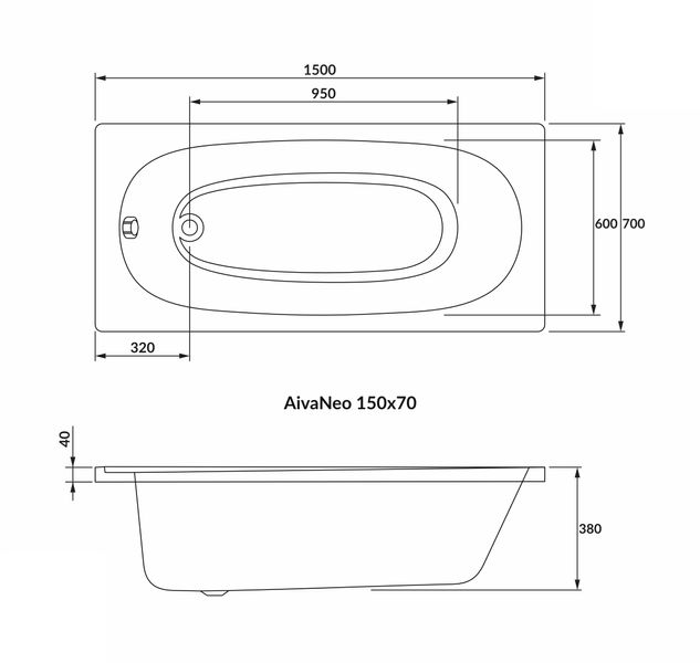 Ванна акрилова Volle Aiva Neo 150*70 см 1229.001570 фото