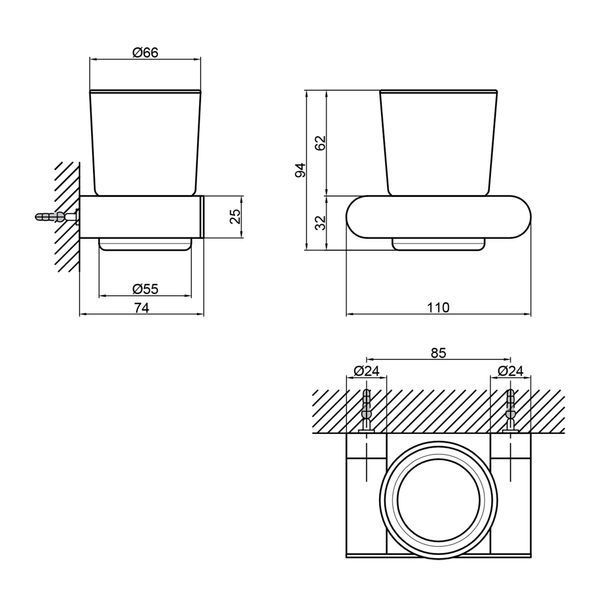 Склянка з тримачем Qtap Scorpio Chrome SD00042765 фото