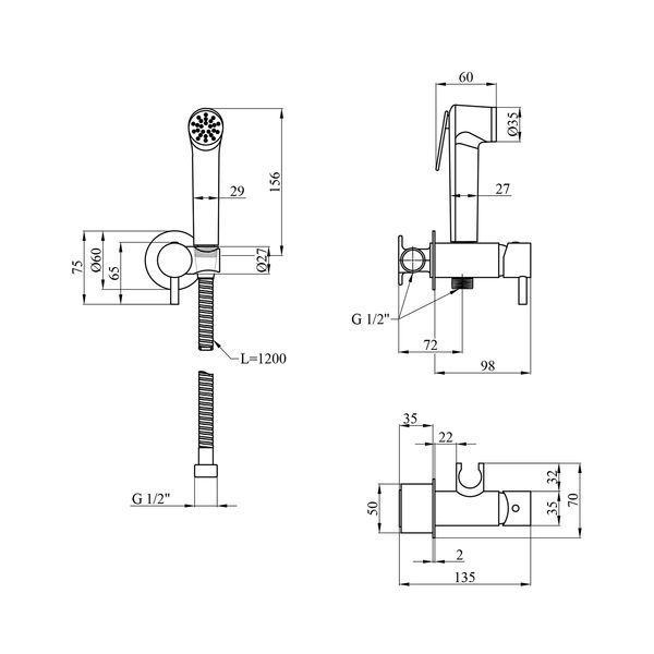 Смеситель с гигиеническим душем Kroner KRP Bidet - C082 CV031550 фото