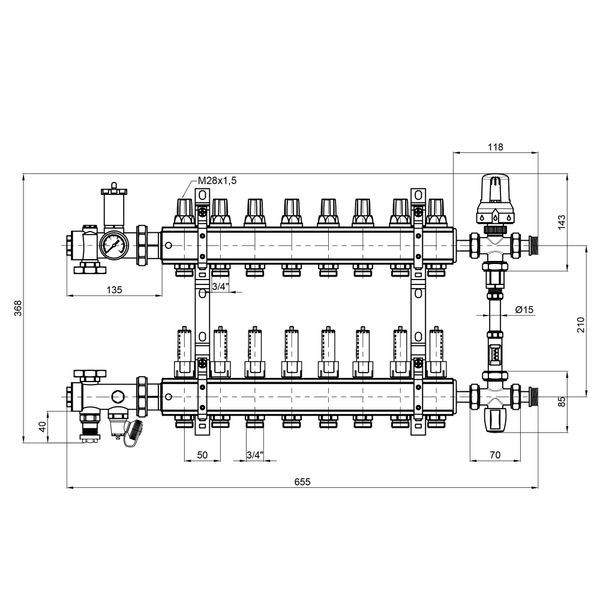 Колекторна група Icma №K0111 на 8 виходів з витратомірами SD00005143 фото