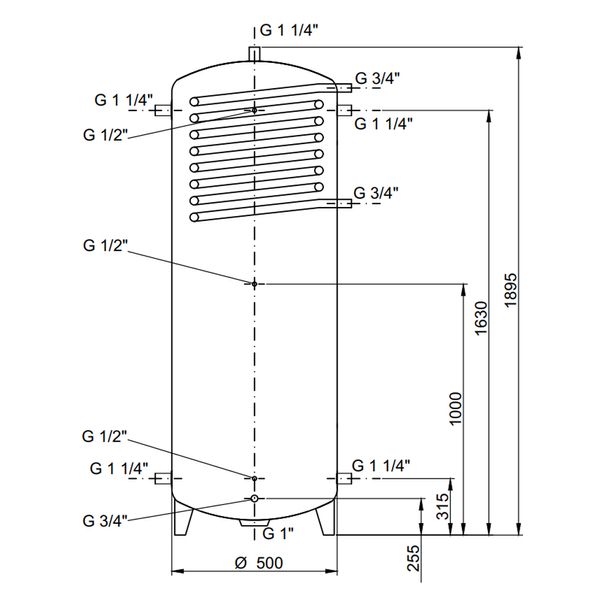 Теплоаккумулятор Thermo Alliance TAI-10 350 с теплообменником 1,4 кв. м без изоляции SD00046651 фото