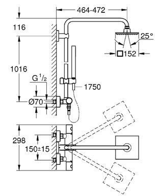 Душевая система с термостатом Grohe Euphoria System 150 Cube 27932000 27932000 фото