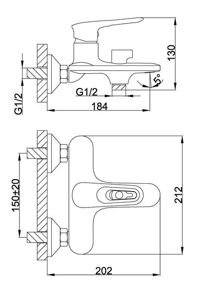 Смеситель для ванны Frap F3249-6 чорный/хром F3249-6 фото