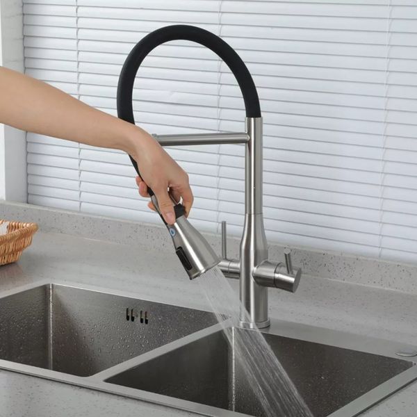 Смеситель для кухни с фильтром Gappo G4399-75 сатин G4399-75 фото