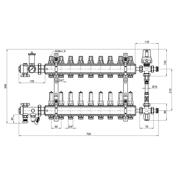 Коллекторная группа Icma №K0111 на 9 выходов с расходомерами SD00005144 фото