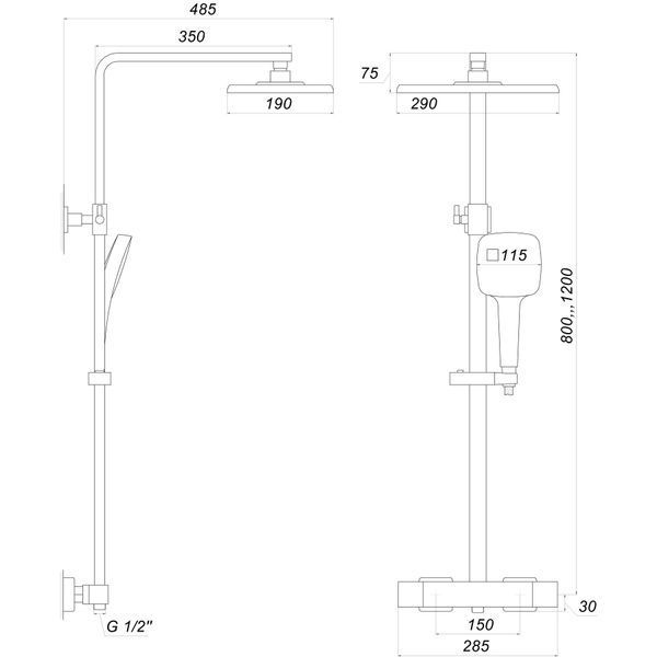 Душова система Globus Lux Termostatic GLQ-0040T-BB 000021956 фото
