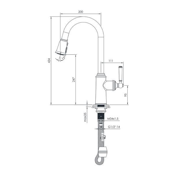 Змішувач для кухні Imprese Hydrant з висувною лійкою ZMK031806150 060377 фото