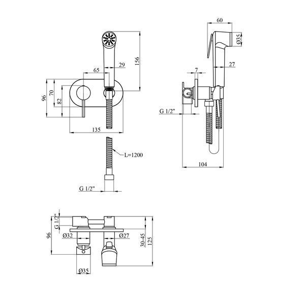 Змішувач з гігієнічним душом Kroner KRP Bidet - C086 CV031552 фото