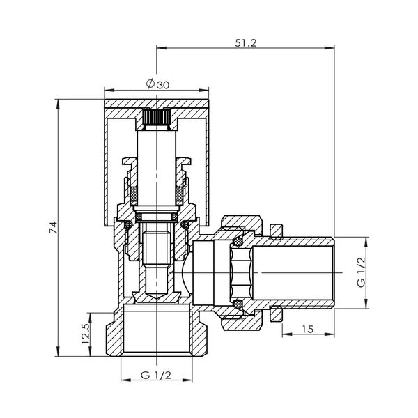 Кран радіаторний SD Forte 1/2" кутовий хром SF234W15 SD00021139 фото