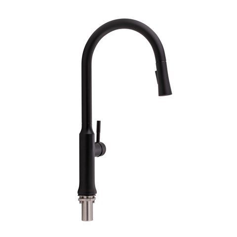 Смеситель для кухни Qtap Baruska с выдвижным изливом Black Matt SD00042271 фото