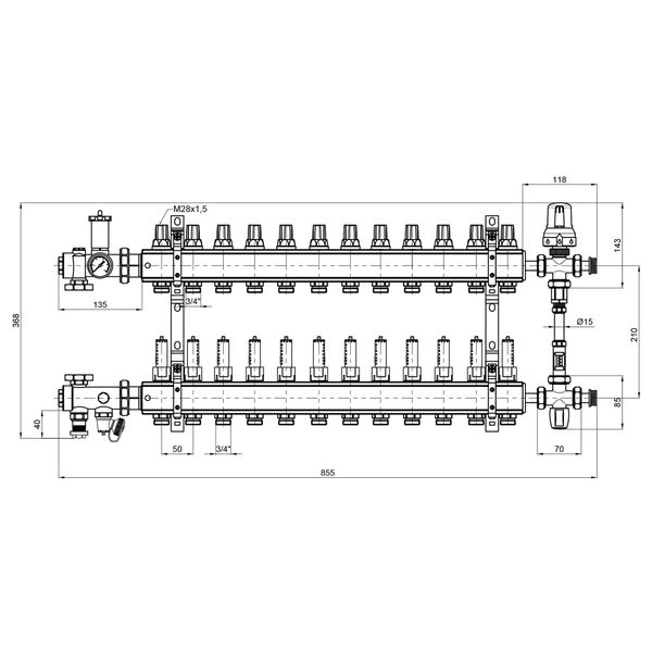 Коллекторная группа Icma №K0111 на 12 выходов с расходомерами SD00005147 фото