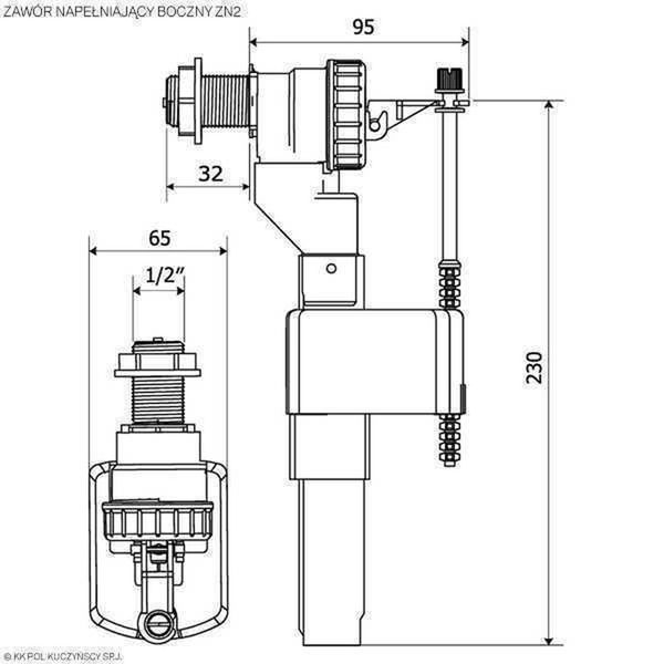 Клапан заповнення K.K.POL ZN2/102- 1/2″ МО, бок. латунь 000005702 фото