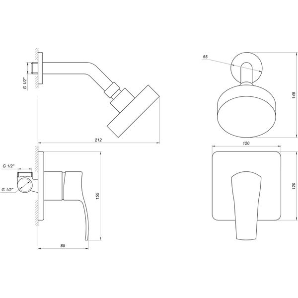 Смеситель для душа Globus Lux Quennsland GLQU-0105S-KIT 000012731 фото