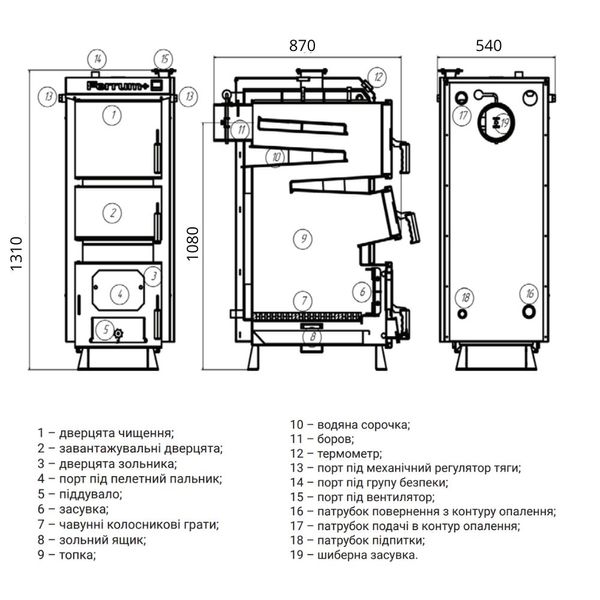 Котел твердопаливний сталевий Thermo Alliance Ferrum Plus V 4.0 FSF+ 20 SD00051321 фото