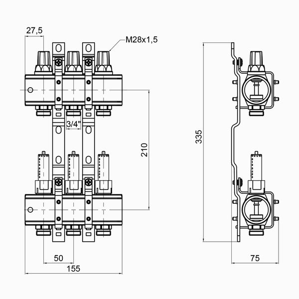 Коллектор Icma №K013 на 3 выхода с расходомерами SD00005231 фото