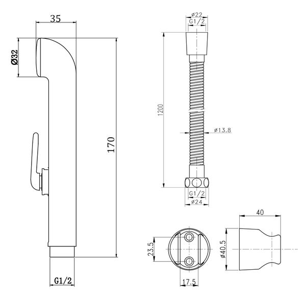 Набір для гігієнічного душу Qtap Inspai-Varius SETCRMA021 SD00035713 фото