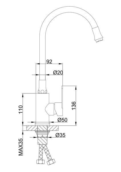 Смеситель для кухни Frap F4448 с гибким изливом сатин F4448 фото