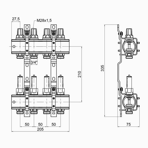 Колектор Icma №K013 на 4 виходи з витратомірами SD00005233 фото