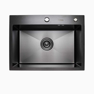 Кухонная мойка Platinum Handmade 580х430х220 PVD черная с корзиной и дозатором 000032264 фото