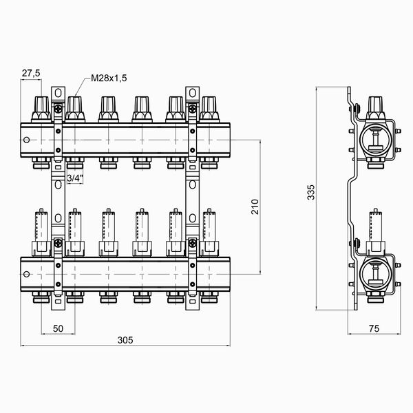 Коллектор Icma №K013 на 6 выходов с расходомерами SD00005239 фото