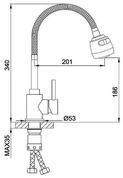 Смеситель для кухни Frap F40993-6 с гибким изливом черный F40993-6 фото