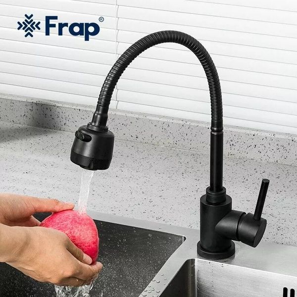 Смеситель для кухни Frap F40993-6 с гибким изливом черный F40993-6 фото