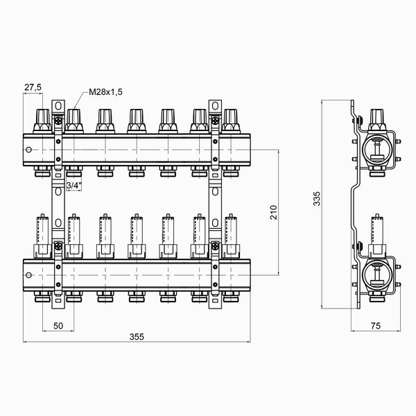 Колектор Icma №K013 на 7 виходів з витратомірами SD00005242 фото