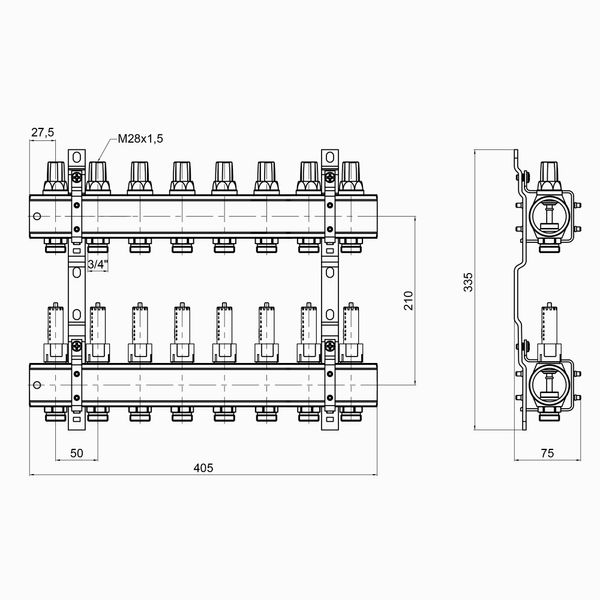 Колектор Icma №K013 на 8 виходів з витратомірами SD00005244 фото