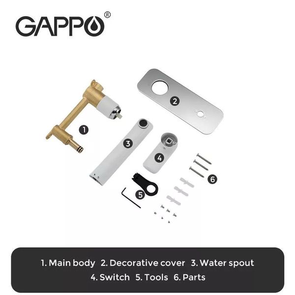 Змішувач для умивальника Gappo G1048-22 білий/хром G1048-22 фото
