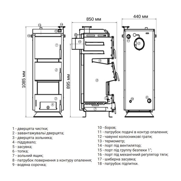 Котел твердопаливний сталевий Thermo Alliance Ferrum V 3.0 FSF 16-20 SD00050451 фото