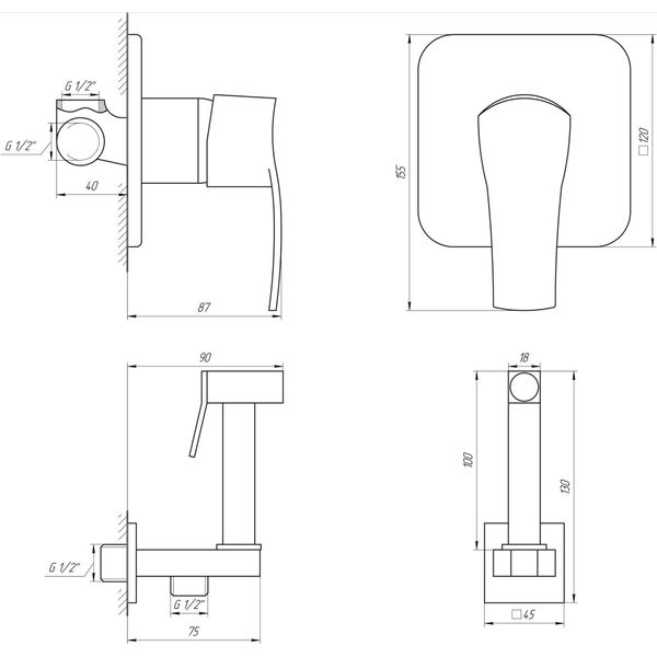 Смеситель гигиенический Globus Lux Queensland GLQU-0110-Q 000018400 фото