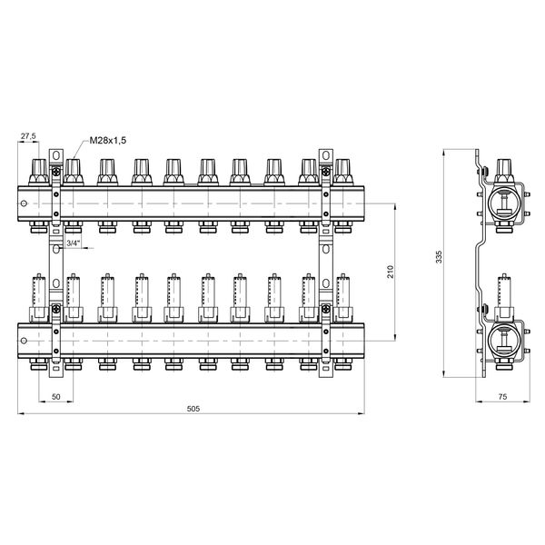 Коллектор Icma №K013 на 10 выходов с расходомерами SD00005248 фото