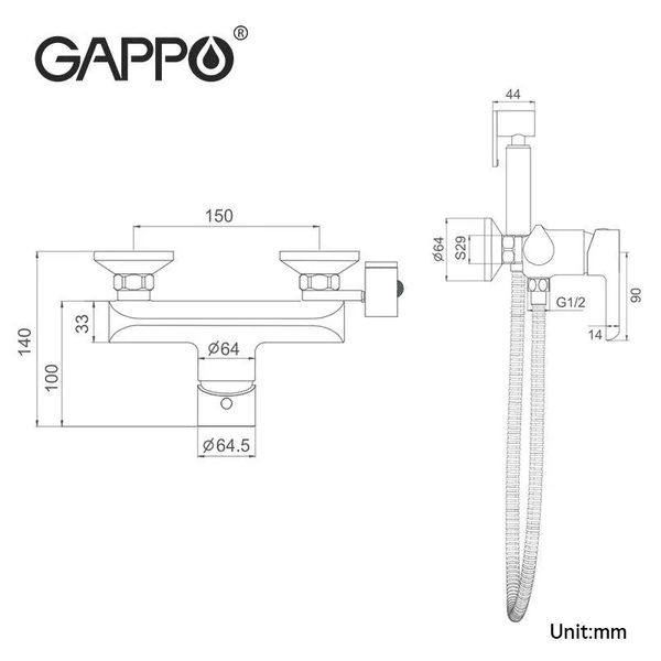 Гигиенический набор Gappo G2003-6 черный/хром G2003-6 фото