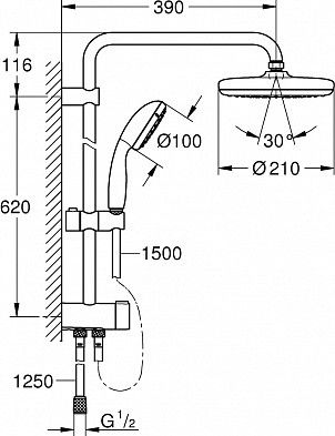 Душевая система Grohe New Tempesta System 210 26381001 26381001 фото