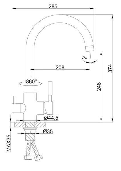 Змішувач для кухні з фільтром Frap F4352 хром F4352 фото