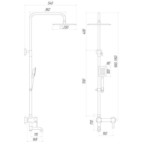 Душова система Globus Lux Alpen SBT1-SQ-02-304 000021907 фото
