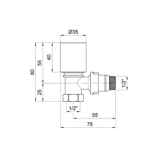 Вентиль термостатический Icma №1112 1/2" (28х1,5) угловой хром SD00022528 фото