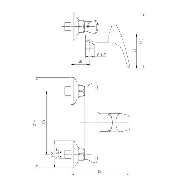 Змішувач для душу Volle Orlando хром 15193100 15193100 фото