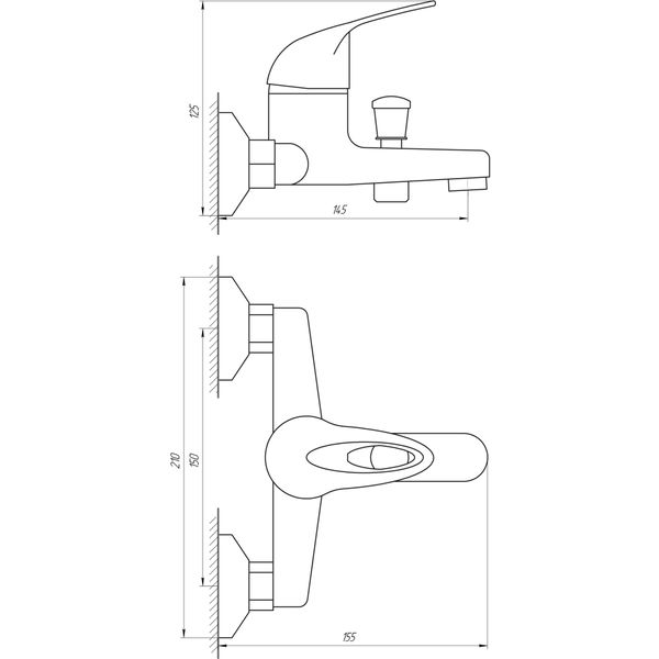 Смеситель для ванны Globus Lux Sena GLS-102 000001252 фото