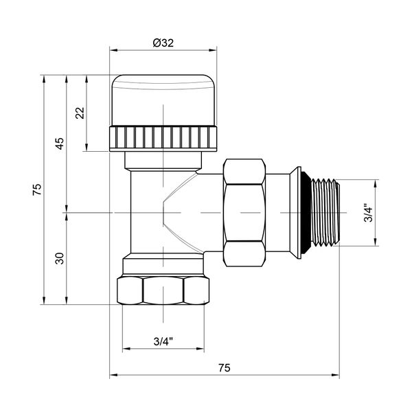 Кран термостатический SD Plus 3/4" ВН с антипротечкой для радиатора угловой SD350W20 SD00021318 фото