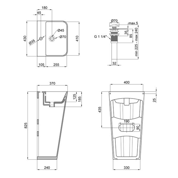 Раковина для підлоги моноблок Qtap Tern 440х380х830 White з донним клапаном SD00045935 фото