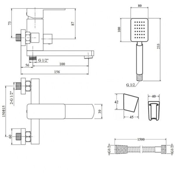 Смеситель для ванны Lidz Kubis 006 Nickel SD00034633 фото