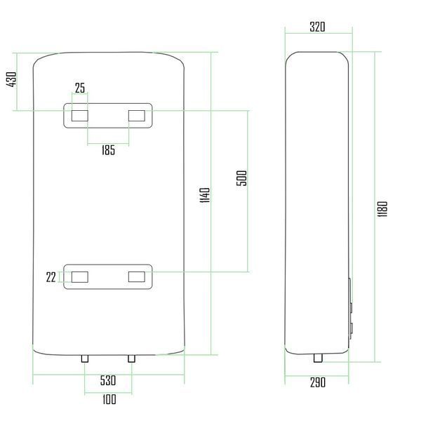 Бойлер Thermo Alliance 100 л плоский вертикальный 2 кВт (0,8+1,2) SD00046738 фото