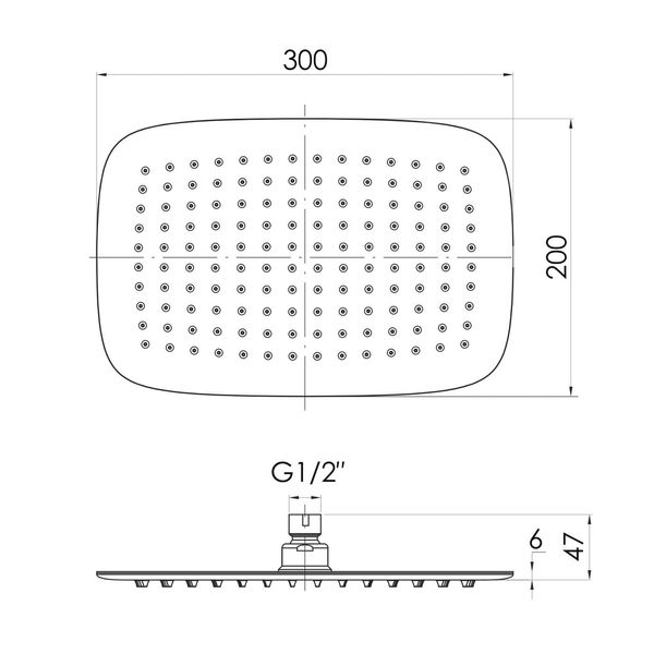 Верхній душ Imprese S300200SS6 300х200 мм 052738 фото