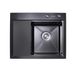 Кухонная мойка Platinum Handmade 580х480х220 R PVD черная с корзиной и дозатором 000032278 фото 1